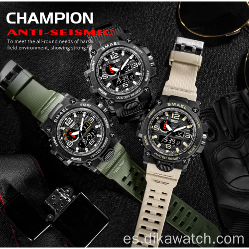 Reloj deportivo de moda SMAEL para hombre, reloj despertador, camuflaje